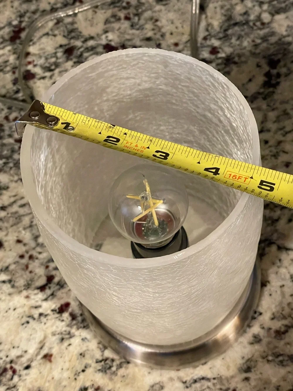 Modern Frosted Accent Table Lamp with Crackled Glass Shade & Brushed Nickel